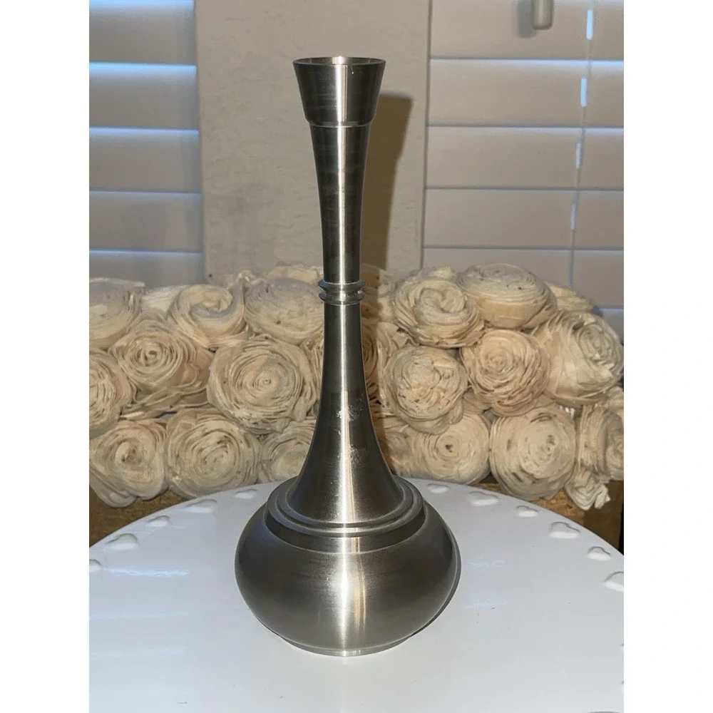 Vintage Imperial Pewter 97% Singapore MerLion Bus Vase 7.5
